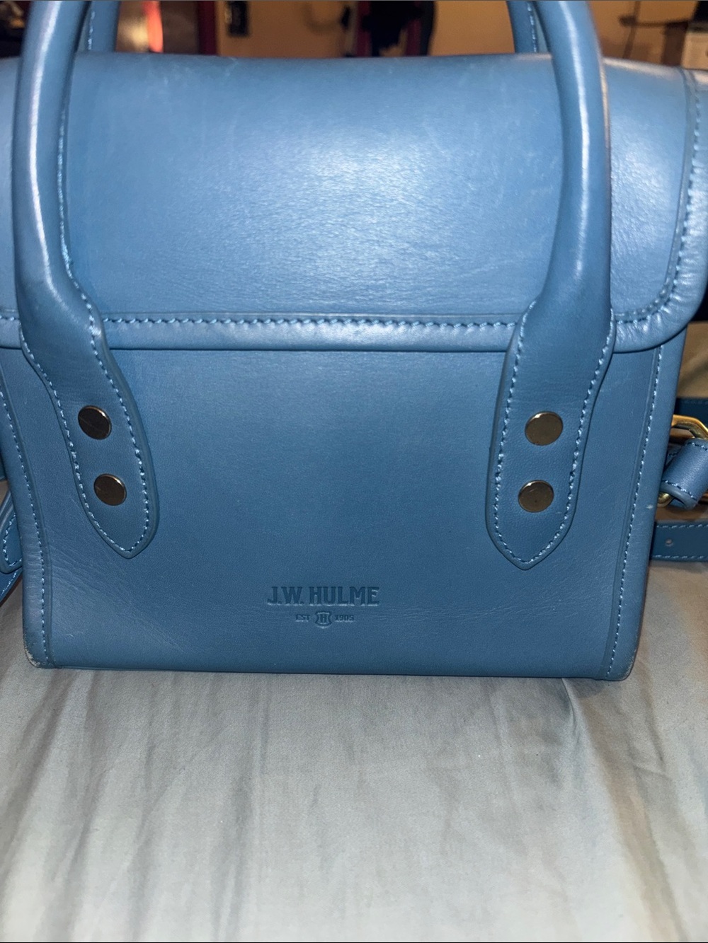 J.W. Hulme Blue Leather Top-Handle Satchel
